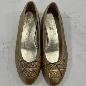 Gold Chanel Flats